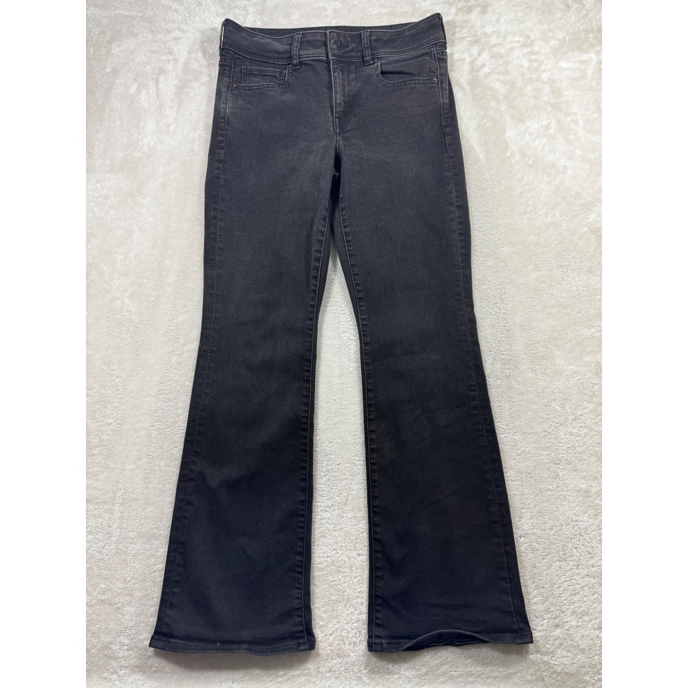 American Eagle Womens Kick Boot Next Level Stretch Black Jeans 10 Meas: 31x31